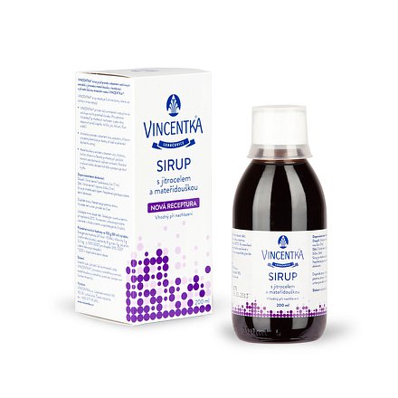 Vincentka Sirup s jitrocelem a mateřídouškou 200ml