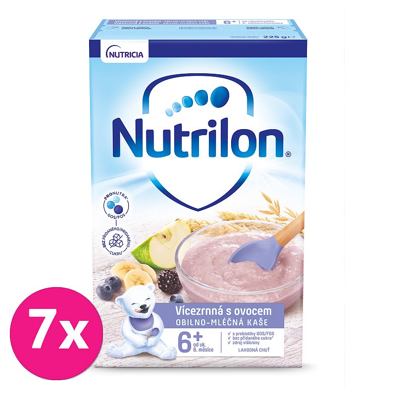 7 x NUTRILON Pronutra® Vícezrnná kaše s ovocem 225 g, 6+
