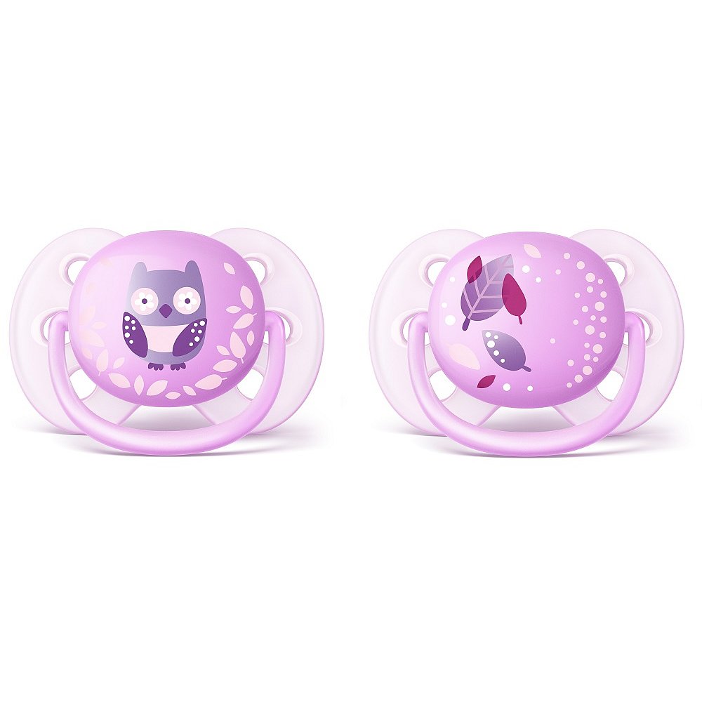 Philips AVENT Šidítko Ultrasoft Obrázek 0-6m fialové, 2 ks