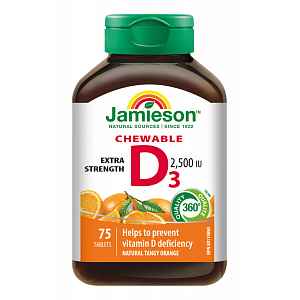 Jamieson Vitamín D3 2500 IU pomeranč 75 cucacích tablet