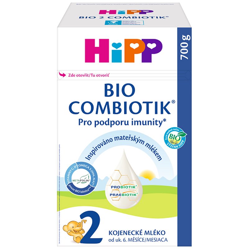 HiPP 2 BIO Combiotik pokračovací mléčná kojenecká výživa , od uk. 6. měsíce, 700 g
