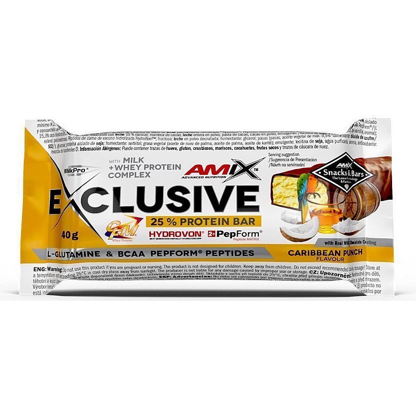 AMIX Exclusive Protein Bar, Karibský punč, 40g