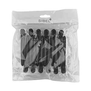 Klipsy do vlasů Sibel plast/hliník - 10 cm, černé, 12 ks (934073302)
