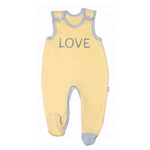 Baby Nellys Kojenecké bavlněné dupačky  Love - žluté vel.  56