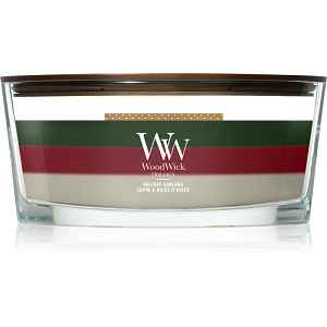 Woodwick Trilogy Holiday Garland vonná svíčka s dřevěným knotem 453.6 g