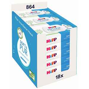 HiPP Babysanft vlhčené ubrousky Soft&Pur + víčko 18x48ks 18 x 48 ks