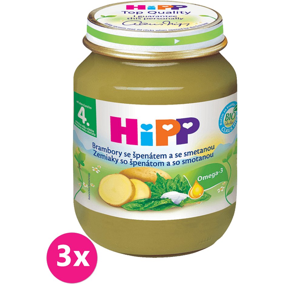 3x HiPP BIO Brambory se špenátem a se smetanou (125 g) - zeleninový příkrm