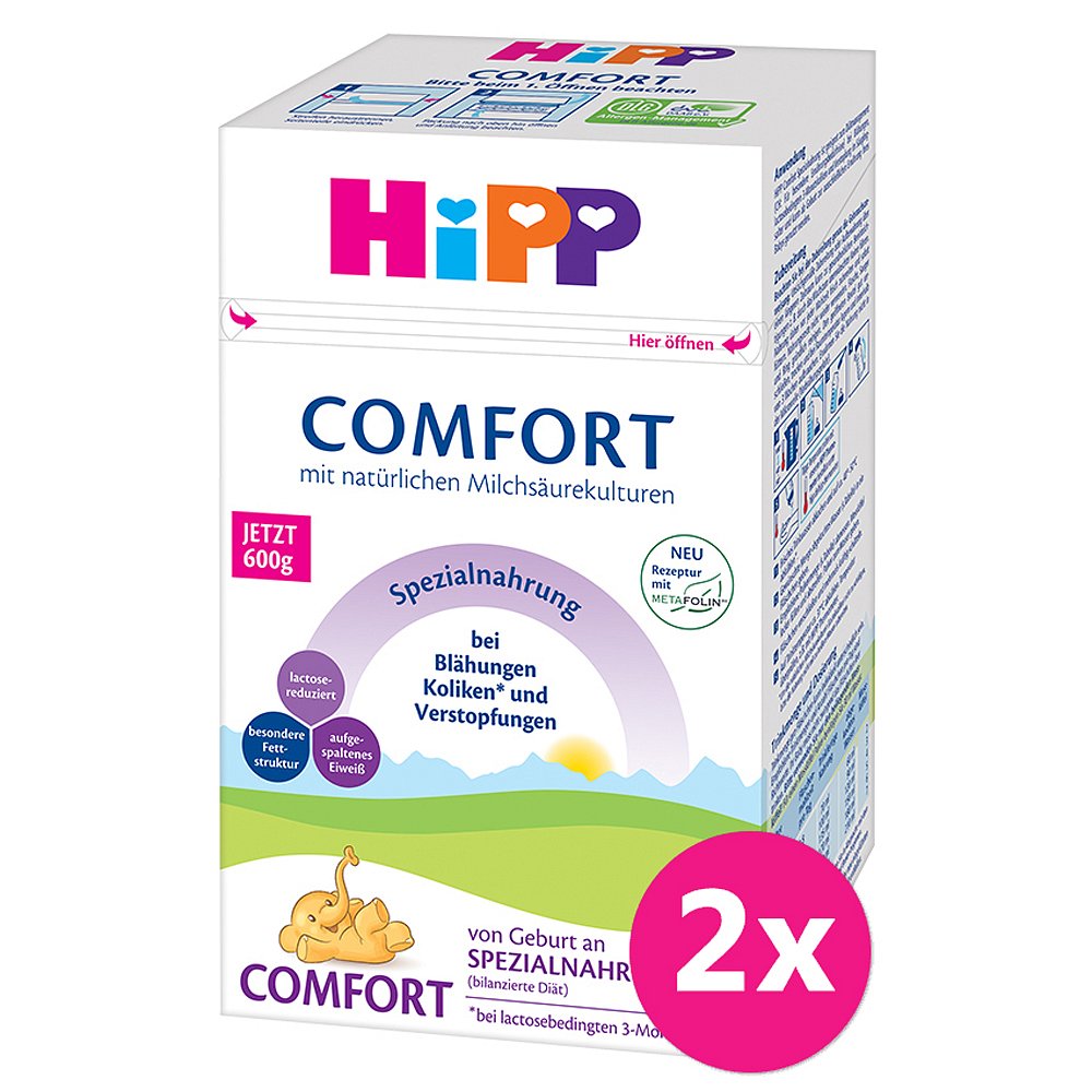 2x HiPP Comfort Speciální kojenecká výživa od narození 600 g