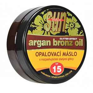 Opalovací máslo Argan bronzer glitter OF 15 200 ml