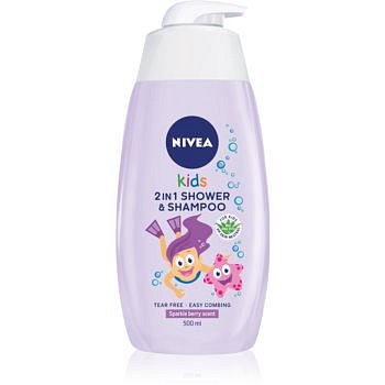 Nivea Kids Sparkle Berry sprchový gel a šampon 2 v 1 pro děti 500 ml