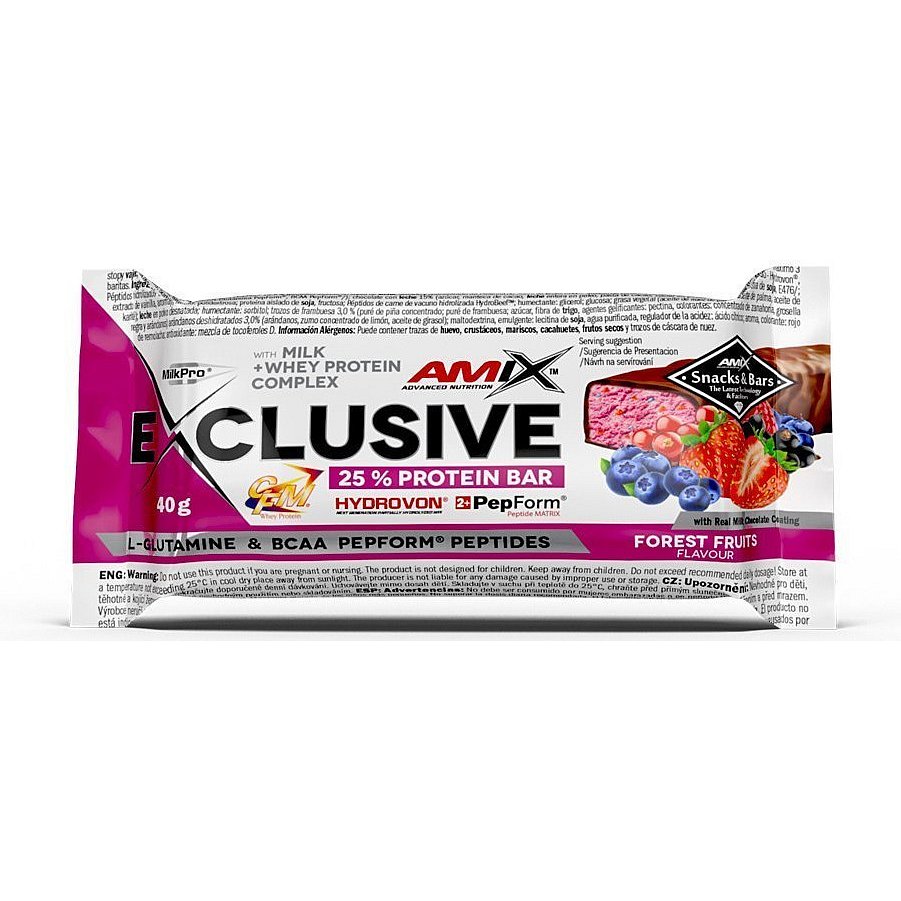 AMIX Exclusive Protein Bar, Lesní ovoce, 40g