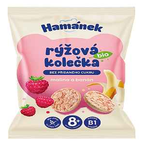 HAMÁNEK Rýžová kolečka malina a banán BIO 35 g