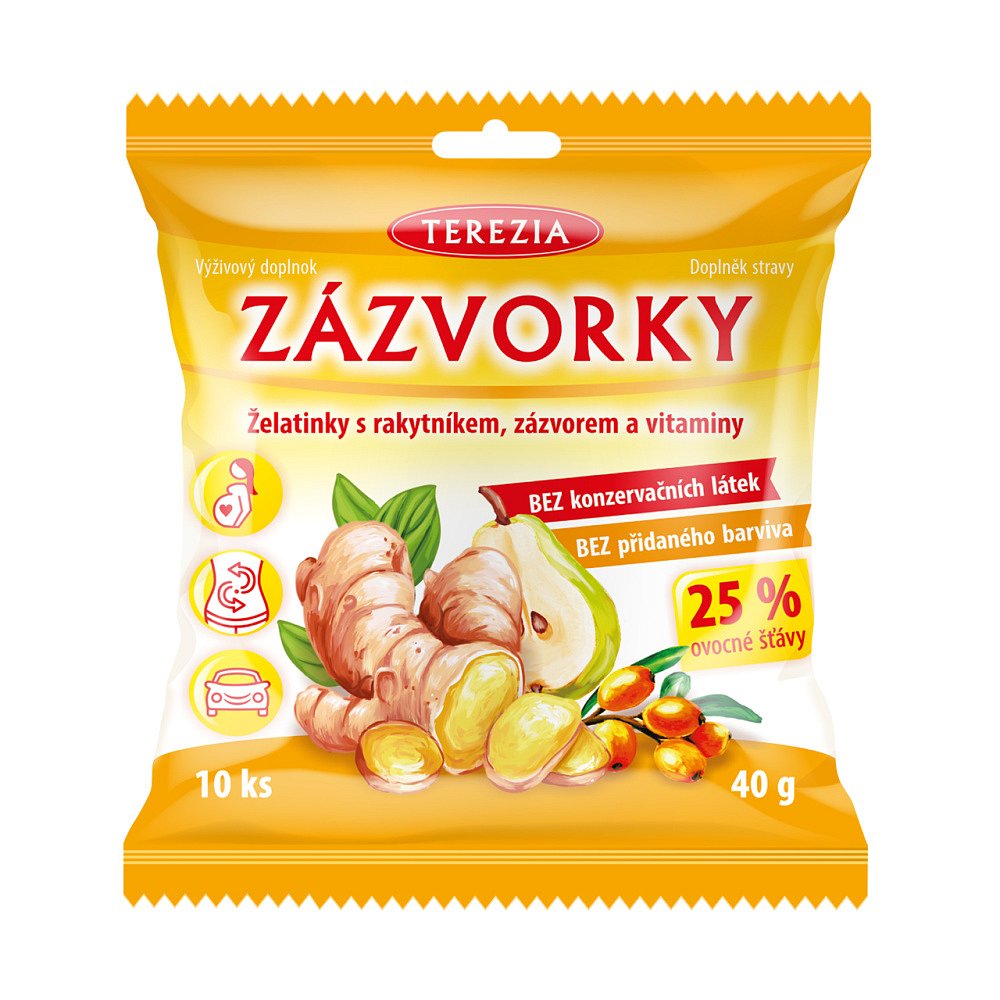 TEREZIA Zázvorky želatinky s rakytníkem, zázvorem a vitaminy 10 kusů