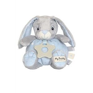 My Teddy Měkký kulatý zajíček s kousátkem - modrá