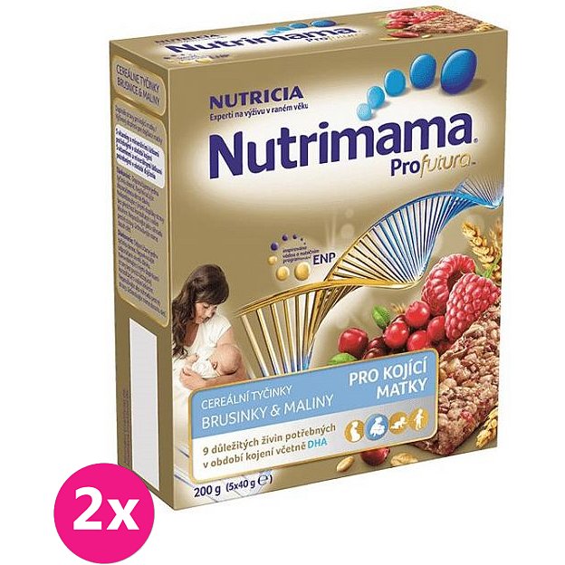 2x NUTRILON NUTRIMAMA ProFutura cereální tyčinky Brusinky a Maliny (5x40g)