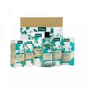 Kneipp Goodbye Stress sprchová pěna 200 ml + sprchový gel 250 ml + tělové mléko 200 ml + koupelový olej 100 ml + krém na ruce 75 ml + sůl do koupele 60 g dárková sada