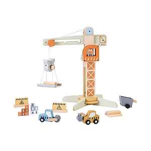 2KIDS TOYS Dřevěný jeřáb s příslušenstvím