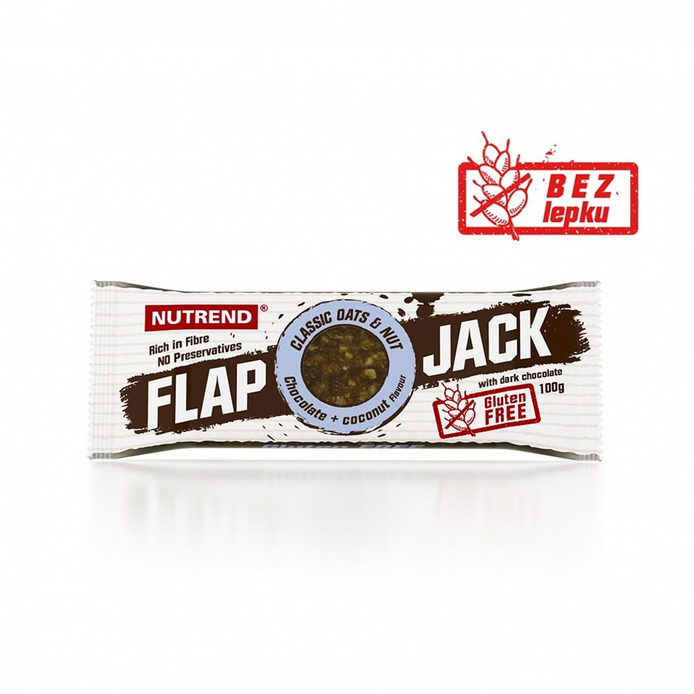 NUTREND FlapJack tyčinka bezlepková čokoláda a kokos s hořkou čokoládou 100 g