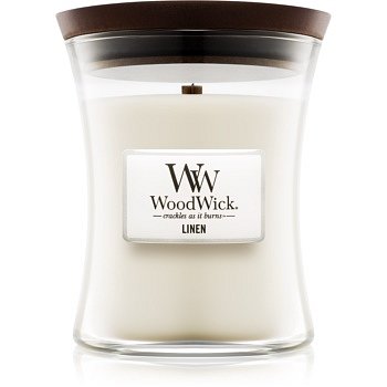 Woodwick Linen vonná svíčka 275 g s dřevěným knotem