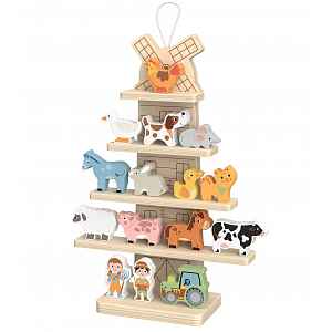 2Kids Toys Závěsný mlýn se zvířátky Farma – certifikované dřevo, 36,5×25 cm, 18m+