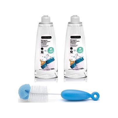 SUAVINEX Set dezinfekční gel 500 ml 2 ks + kartáč na čištění Duo modrý
