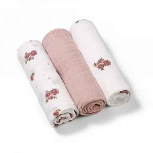 Babyono Mušelínové plenky, Super Soft růžové, 3 ks x 70x70cm, Flowers