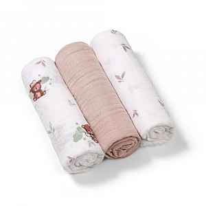 Babyono Mušelínové plenky, Super Soft béžové, 3 ks x 70x70cm, Medvídek II