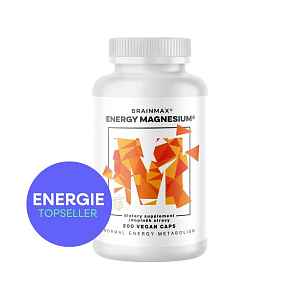 BrainMax Energy Magnesium®, 1000 mg, Hořčík Malát 200 mg, 200 kapslí