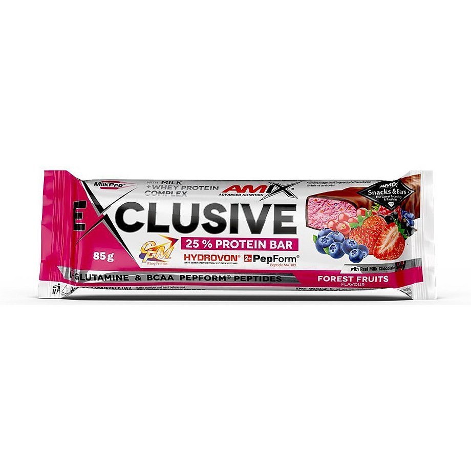 AMIX Exclusive Protein Bar, Lesní ovoce, 85g