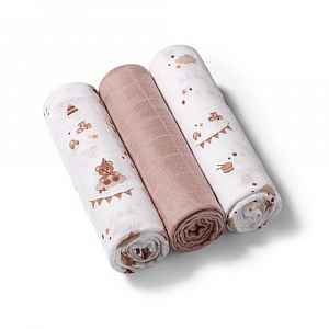Babyono Mušelínové plenky, Super Soft hnědé, 3 ks x 70x70cm, Cirkus