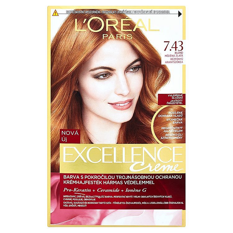 L'Oréal Paris EXCELLENCE CRÈME barva na vlasy blond měděná zlatá 7.43