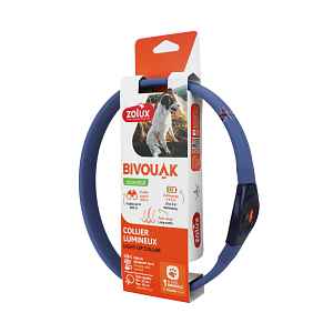 Obojek LED velký BIVOUAK 30-60cm USB modrá Zolux
