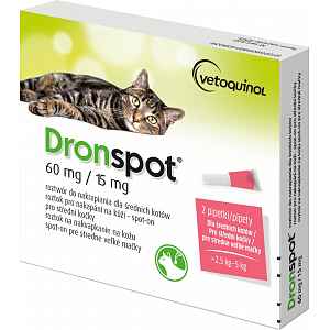 DRONSPOT 60 mg/15 mg spot-on pro kočky 2x0,75 ml