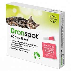 DRONSPOT 60 mg/15 mg spot-on pro kočky 2x0,75 ml