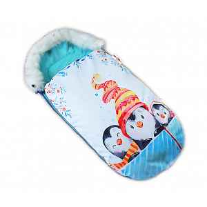 Baby Nellys Fusak Winter Friends Lux velvet s kožešinou, 105x55, tyrkys