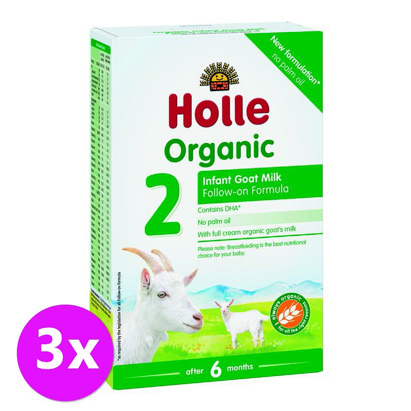 3 x HOLLE Bio Dětská mléčná výživa na bázi kozího mléka, pokračovací formule 2
