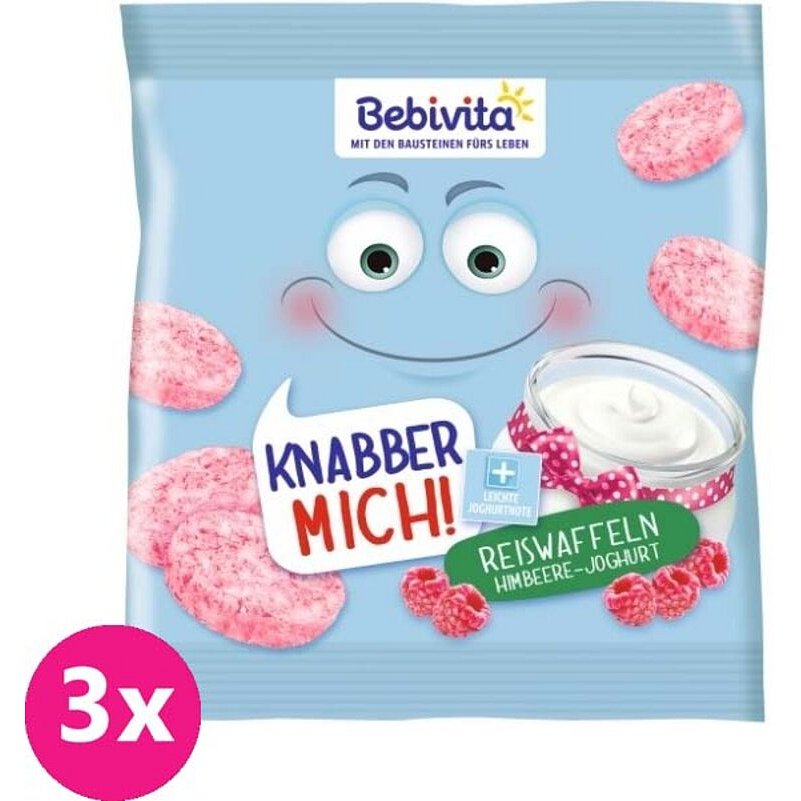 3x BEBIVITA Rýžové oplatky Maliny-jogurt