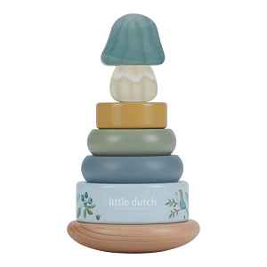 Little Dutch Forest Friends Rocking Ring Stacker nasazovací kroužky 12 m+ Blue 1 ks
