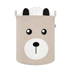 SIPO Koš na hračky se šňůrkou, skládací bavlněný / 43 l, Teddy Bear Beige