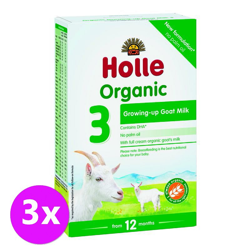 3 x HOLLE Bio Dětská mléčná výživa na bázi kozího mléka, pokračovací formule 3