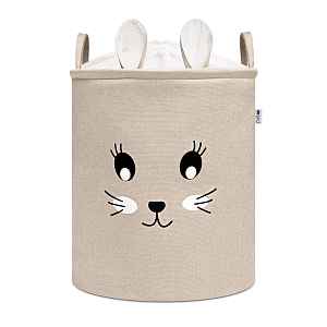 SIPO Koš na hračky XL se šňůrkou, skládací bavlněný / 63 l, Rabbit