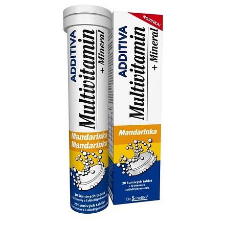 Additiva multivitamín +minerál tablety šumivé 20 mandarinka