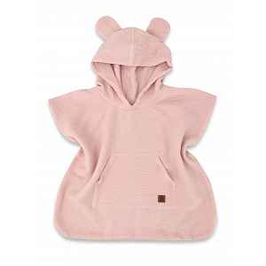 Baby Nellys Dětské mušelínové pončo lux s kapucí Teddy, rychleschnoucí, 110/122