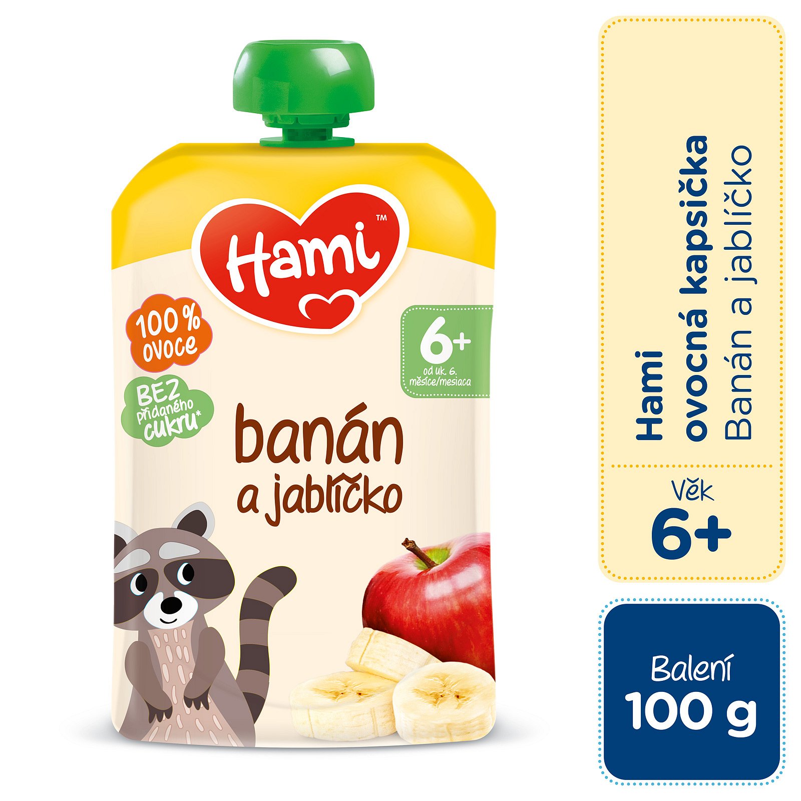 HAMI Kapsička ovocná Banán a jablíčko 100 g, 6+