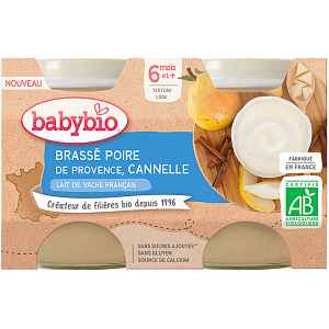 Babybio Brassé hruška skořice 2x130g