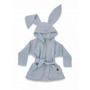 Baby Nellys Dětský mušelínový župan s oušky Bunny - jeans