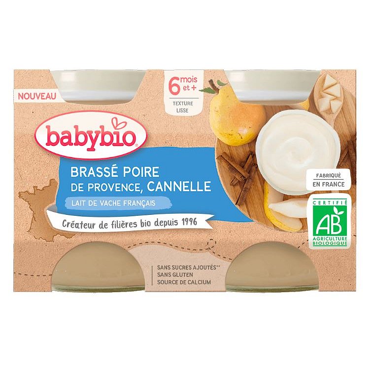 Babybio Brassé hruška skořice 2x130g