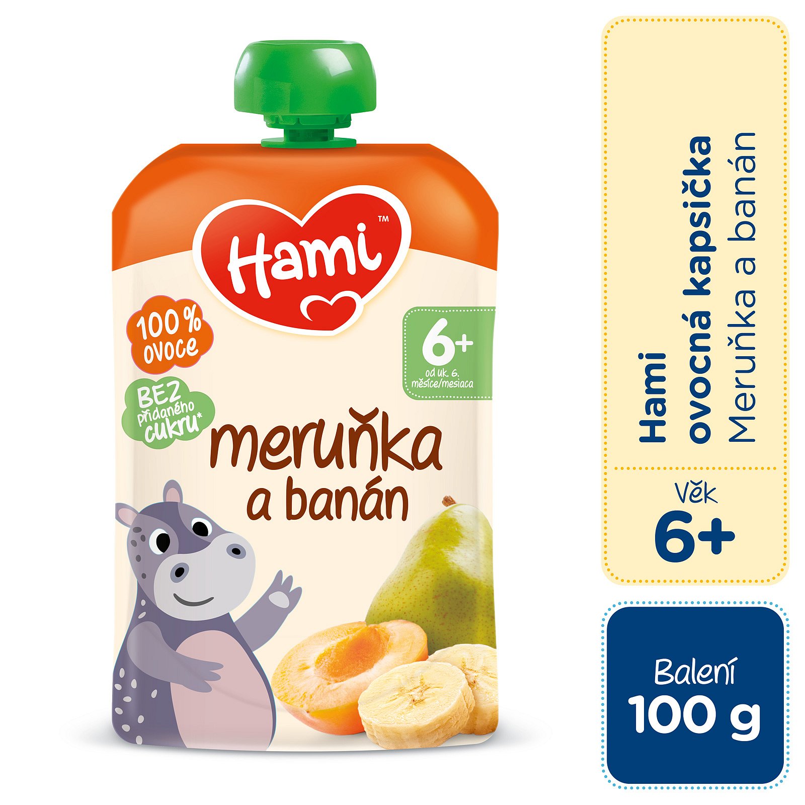 HAMI Kapsička ovocná Meruňka a banán 100 g, 6+