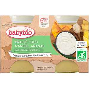Babybio Brassé z kokosového mléka mango ananas 2x130g