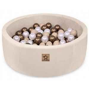 Baby Nellys Bazén pro děti 90x30 cm Velvet + 200 balónků, béžový